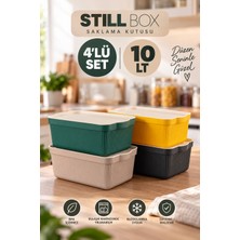 Porsima 4516 Mix Still Box 4'lü Kapaklı Çok Amaçlı Saklama Kutusu Seti – 10 Lt Mutfak & Buzdolabı Düzenleyici Kutu