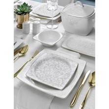 Pierre Cardin Mosaic 60 Parça 12 Kişilik Beyaz Porselen Yemek Takımı Desenli Tasarım