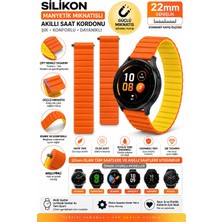 onlinekordon Huawei Watch Gt 2 Pro Uyumlu 22MM Akıllı Pimli Turuncu - Sarı Çift Renkli Manyetik Mıknatıslı Silikon Akıllı Saat Kordonu