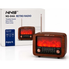 Arell Teknoloji Nns NS-04A Şömine Efektli Alev Lambalı Nostaljik Bluetooth Radyo – Fm/am/sw 3 Bant 1800MAH Şarjlı Müzik Çalar