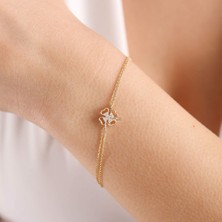 Sembol Gold Altın Yonca Bileklik Kalp Form 8 Ayar Sarı Altın Kadın Kullanıcılar İçin