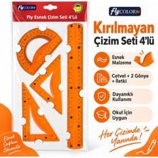 Fly Color Kırılmayan Esnek Çizim Cetvel Takımı Seti 30 cm 30CM Cetvel 2 Gönye ve Iletki