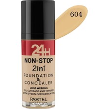 Pastel Profashion 24H Non-Stop 2in1 Fondöten ve Kapatıcı 604 Vanilla Yüksek Kapatıcılık Özelliği ile