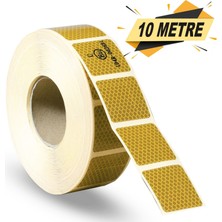 Badem10 Tüvtürk Onaylı Reflektörlü Reflektif Fosforlu Şerit Bant Kesikli Sarı İkaz Bandı (10 METRE)