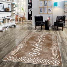 West Home Yıkanabilir Dijital Baskı Modern Halı Kahverengi 60 x 100 cm Kaymaz Taban Özellikleri
