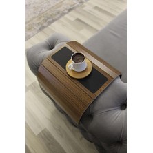 Mobitell Modern Tasarımlı Deri Tabanlı Kolçak Sehpası 50x27 cm Özellikli Koltuk Kenarı Yan Sehpa