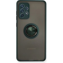 Verto Newface Samsung Galaxy A72 Kılıf Montreal Yüzüklü Silikon Kapak - Yeşil