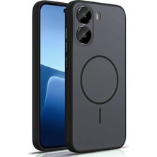 Caseonn Xiaomi Redmi Turbo 4 Kılıf Metal Tuşlu Halka Desenli Silikon Kapak Siyah