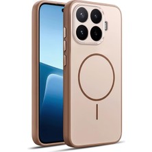 Caseonn Xiaomi 17T Kılıf Metal Tuşlu Halka Desenli Silikon Kapak Kahverengi