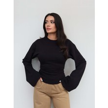 Esra Helvacı Yan Büzgülü Uzun Kol Bluz