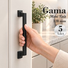 Badem10 5 Adet Gama 128 mm Siyah Kulp Metal Mutfak Mobilya Çekmece Dolabı Dolap Kulpları Kapak Kulbu Kulpu