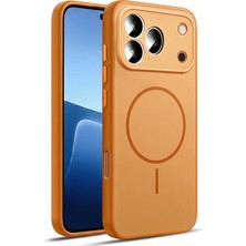 Caseonn Honor 600 Pro 5g Kılıf Metal Tuşlu Halka Desenli Silikon Kapak Turuncu