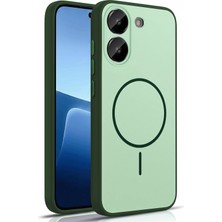 Caseonn Xiaomi Redmi Turbo 5 Kılıf Metal Tuşlu Halka Desenli Silikon Kapak Yeşil