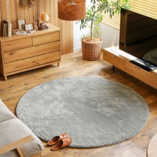 Valery Home Yuvarlak Comfort Post Yumuşak Dokulu Gri Overloklu Peluş Halı