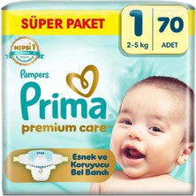 Prima Bebek Bezi Premium Care 1 Numara 70 Adet Ekonomik Paket
