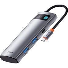 Baseus Metal Gleam 7in1 Multifonksiyonel Hub Dock Station USB-C Bağlantı Tipi ile Gelişmiş Port Sayısı