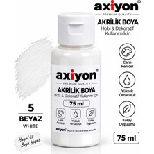 Axiyon Art Akrilik Boya 75 ml Beyaz – Su Bazlı Hobi ve Dekoratif Boya