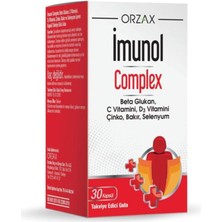 Orzax İmunol Complex 30 Kapsül Türkiye Menşeli Bağışıklık Destek Multivitamin İçerik Beta Glukan