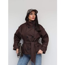 Esra Helvacı Apoletli Dik Yaka Kuşaklı Trench
