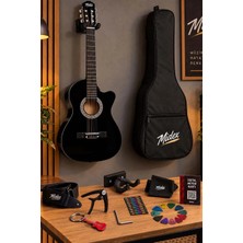 Midex CG-390BK-XBAG Siyah Klasik Gitar 4/4 Sap Ayarlı Kesik Kasa Full Set (Çanta Tuner Askı Capo Metod Pena)