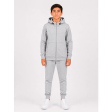 Marco Ferry Unisex Çocuk Pamuklu Kapüşonlu Eşofman Takımı 26109 -Gri Melanj