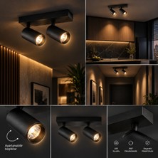 Petra Aydınlatma 2'li LED Spot Armatür 28W 3000K Gün Işığı Yönlendirebilir Işık Sıva Üstü