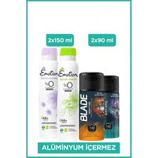 Emotion Detox Floral&detox Fresh 2X150 ml & Blade Night Fire&black Alpha Alüminyumsuz Deodorant 2X90 ml