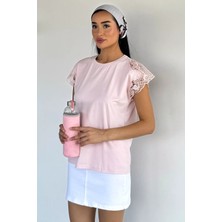 Gülseli Kadın Dantel Kollu Tişört P-00021867