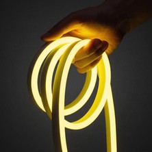 Ema Dükkan 12V 5 Metre Limon Sarısı Neon Led Şerit Işık | Prize Tak Çalıştır | Anahtarlı Fişli 1.5M Kablo | Esnek Silikonlu Led