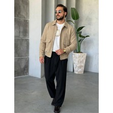 Premium Süet Dokulu Utility Mont Ceket