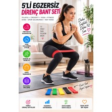 Open City 5'li Egzersiz Direnç Bandı Seti Pilates Fitness Yoga Spor Lastiği Evde Antrenman & Egzersiz Ekipmanı