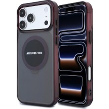 iPhone 18 Pro Kılıf Amg Lisanslı M-Safeli Transparan Iml Baskı Logolu Bicolor Block Kapak Siyah-Mor