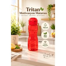 Porsima 911037-C Bpa Free Motivasyon Sporcu Su Matarası Tritan Suluk 0,7lt Su Şişesi Kırmızı
