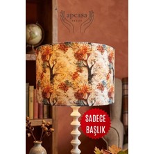 Apcasa Decor El Yapımı Özel Tasarım Sonbahar Ormanı Desenli Lambader Başlığı -Şapka (40X25 Cm)