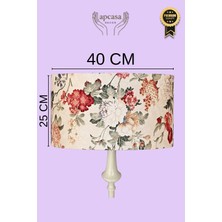 Apcasa Decor Çiçekli Bej Lambader Başlığı Zarif Çiçekli Kumaş Lambader Başlığı - Yalnızca Başlık Satılık