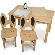 Toysilla Su Akan Aktivite Masası - 2\'li Oyun ve Çalışma Masası (Tavşan Kulaklı Sandalyeler Dahil) T6028
