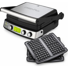 Greenpan Elite Grill Tost Makinesi Siyah + Waffle Plakası Seti – 2200 W, Thermolon™ Volt Seramik Yüzey