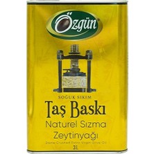 Özgün 3 L Teneke Taş Baskı Sızma Zeytinyağı Soğuk Sıkım Özellikli Yağ