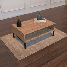 Bimossa O5520 Pedro Metal Ayaklı Orta Sehpa 90CM Meşe Renk Modern Tasarım ve Fonksiyonel Kullanım