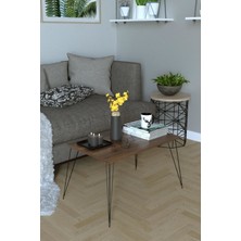 Remaks Elit Modern Tasarımlı Orta Sehpa Ceviz Renk Metal Ayak Suntalam 72 cm Genişlik 43 cm Yükseklik