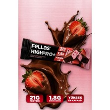 Fellas Çikolata Kaplı HighPro+ Protein Bar - Çilekli (50 g) x 12 Adet