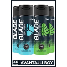 Blade Cool Fresh & Green Dream Erkek Alüminyumsuz Deodorant 4X200 ml Hızlı Kurur, Leke Bırakmaz
