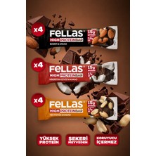 Fellas Yüksek Protein Bar (45 g) Karma Kutu - 12 Adet Glutensiz ve Şekeri Meyveden