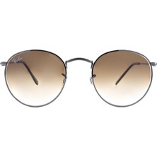 RAY-BAN 3447-N 004/51 53 ROUND METAL Unisex Güneş Gözlüğü Gümüş Yuvarlak Çerçeve Kahverengi Cam