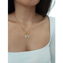 Belirtilmemiş Gold Italyan Zincir Zirkon Taşlı Göz Kolye