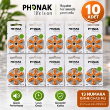 Phonak Işitme Cihazı Pili 13 Numara 10 Paket 60 Adet