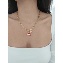 His Takı Kadın Harfi Yılbaşı Christmas Temalı Gold Kolye