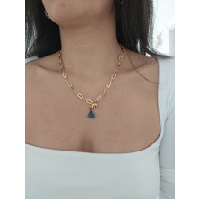 His Takı Kadın Harfi Yılbaşı Christmas Temalı Gold Kolye (Tüm Harfler Mevcuttur)