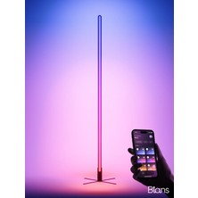 Bians React™ Akıllı RGB LED Köşe Lambası - Müziğe ve Sese Duyarlı Animasyonlu Lambader, TV Yanı Ambiyans Aydınlatma, Wi-Fi Uygulama Kontrollü, Siyah