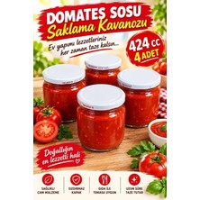 Evim 365 425CC Desen Kapaklı 4'lü Konserve Kavanoz